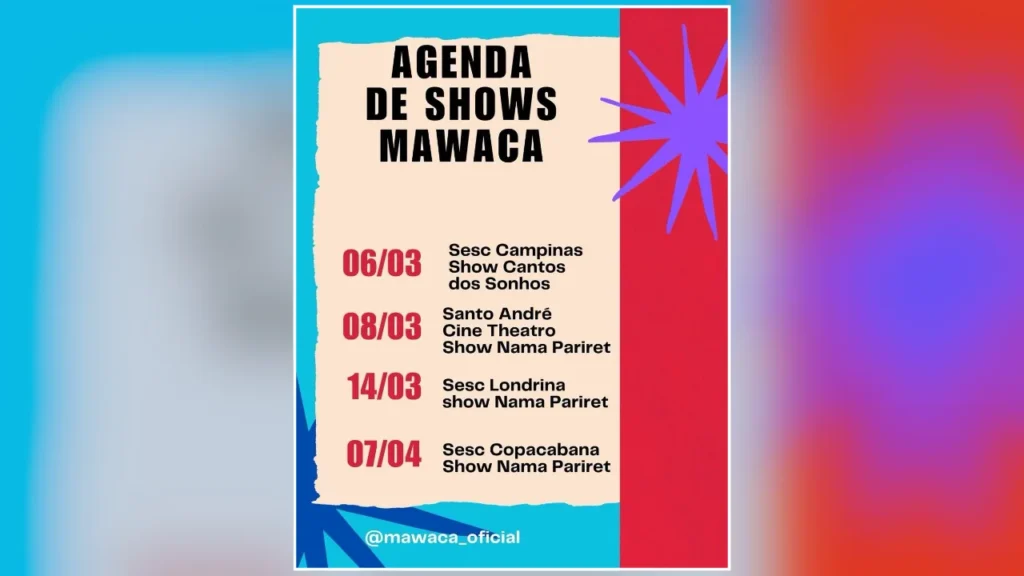 a agenda de shows do mawaca do inicio de 2026